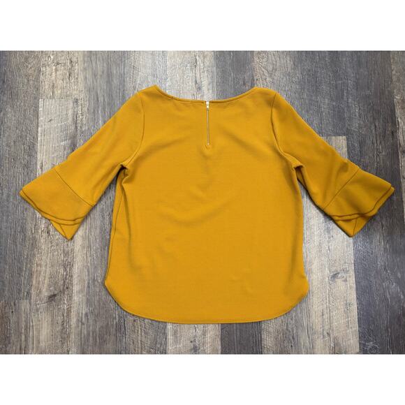 Green Envelope Los Angeles Mustard Bell Sleeve Blouse XL - Picture 6 of 6